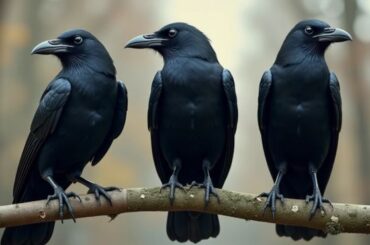 Three Crows on a tree branch